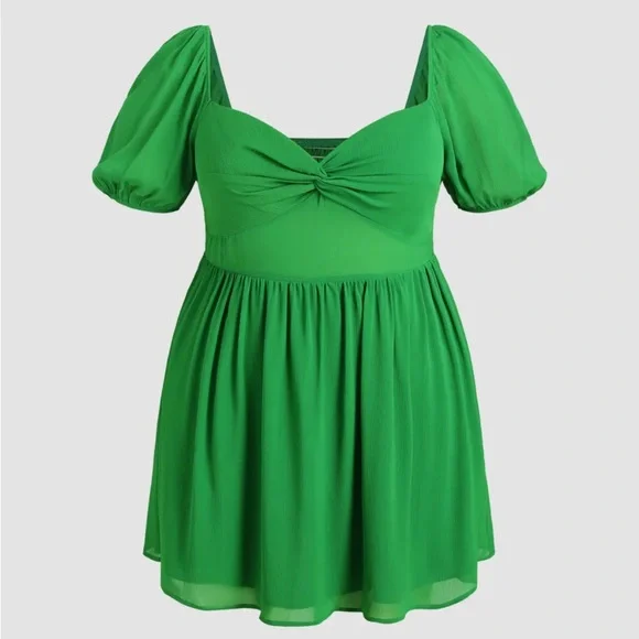 Cider Dresses | Green Short Mini Mid Sleeve Cider Dress | Color: Green | Size: 1x